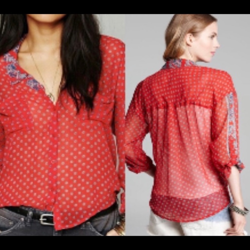 Free People Bandana Print Blouse